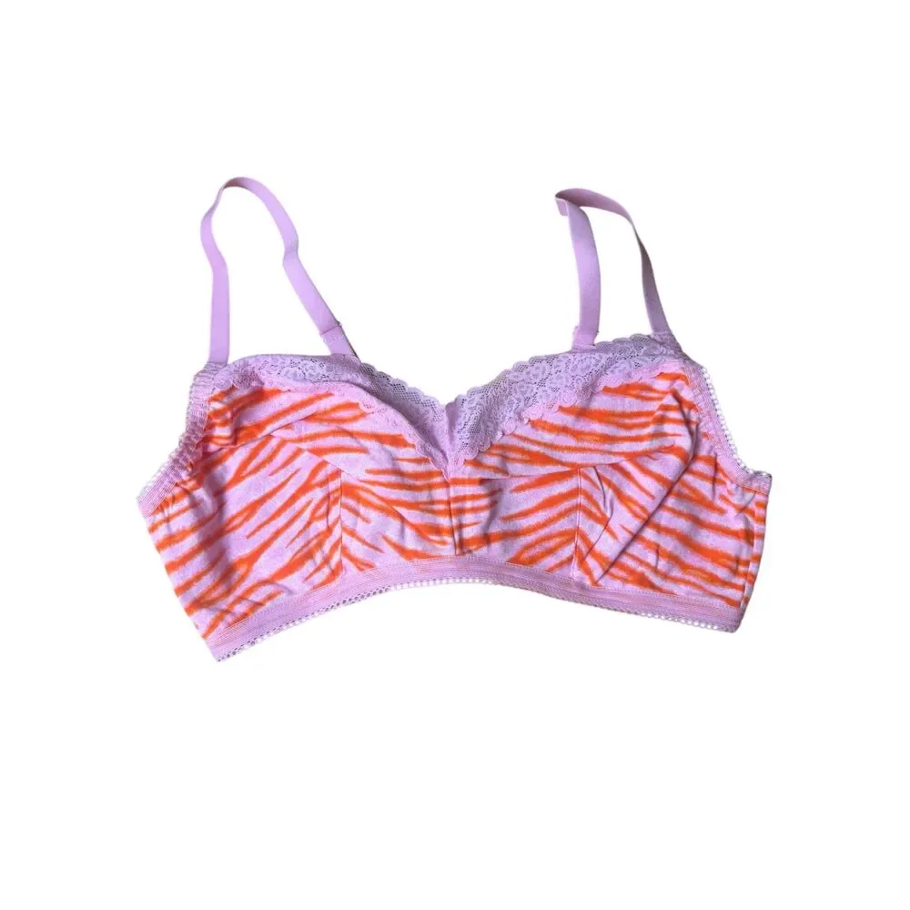 Savage X Fenty Lavender Orange Tiger Stripe Lace Sexy Comfortable Bralette 1X